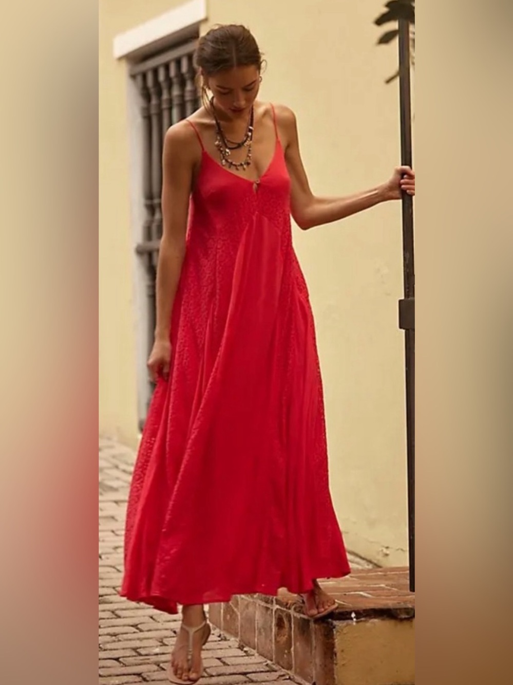 New Free People trail of flowers maxi dress in Tart Berry